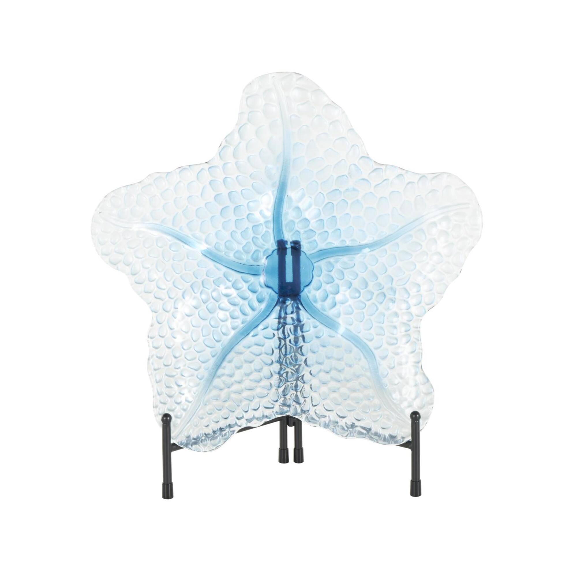 19.5" Blue Ombre Glass Starfish Charger with Metal Stand